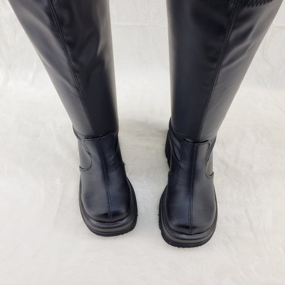 Shaker Stretch Wide Calf Goth Punk Knee Boots - Picture 5 of 9